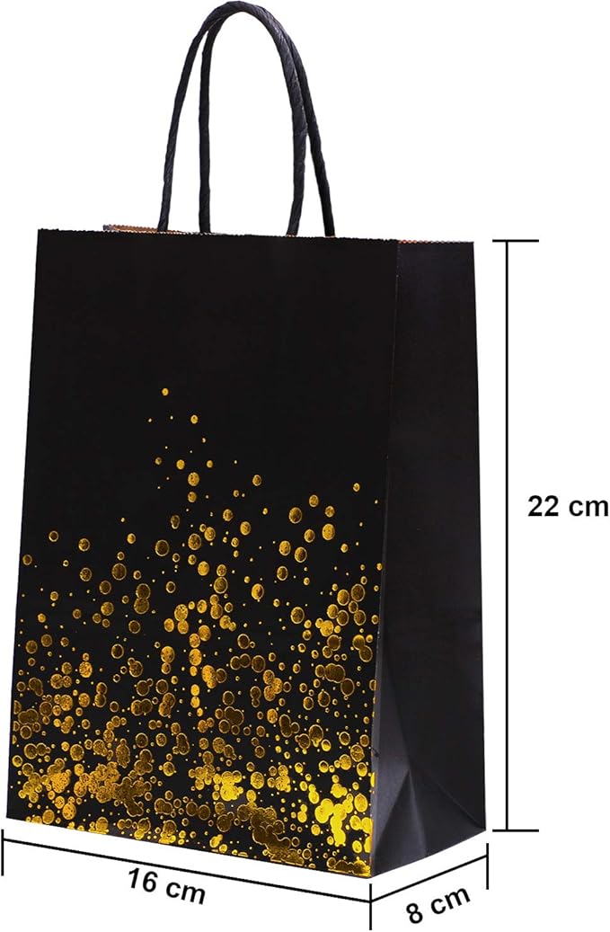 Cooraby 30 Pieces Bronzing Gold Black Paper Kraft Polka Dot Party Bags - Image 2