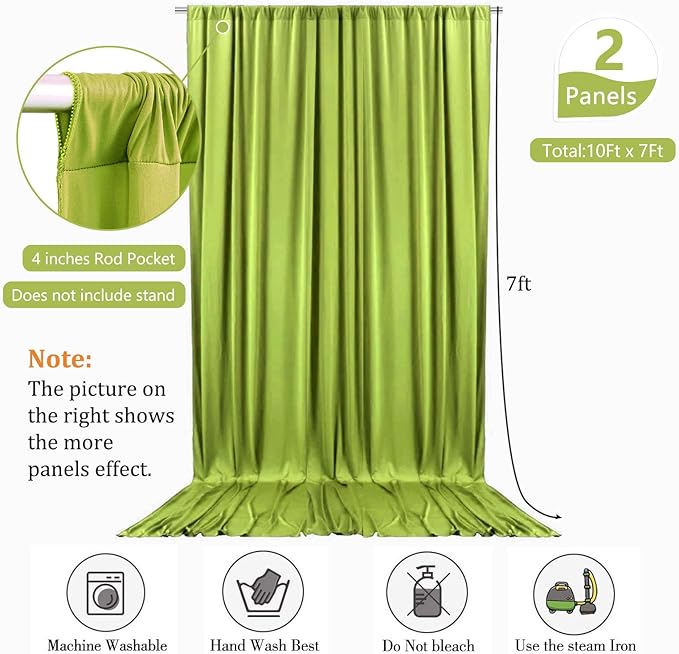 10 x 7 Feet Olive-Green Backdrop Curtain - Image 2