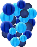 Blue Paper Lanterns Decorative, Chinese/Japanese Hanging Round Paper Lanterns by Tim%26Lin