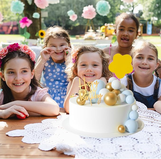 MIAHART Ball Cake Toppers Boho Grass Cake Topper Ball Cake Insert Decoration - Image 4