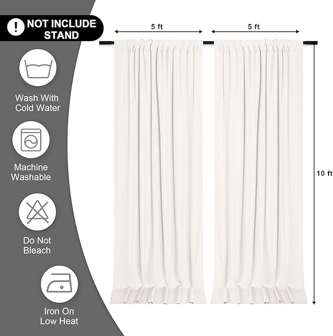 DWCN 10x10 FT Ivory Backdrop Curtains - Image 2