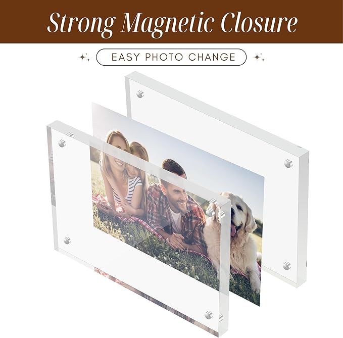 CATIFLIN 4x6 Magnetic Acrylic Frames 2 Pack, Double Sided Clear Frameless - Image 3