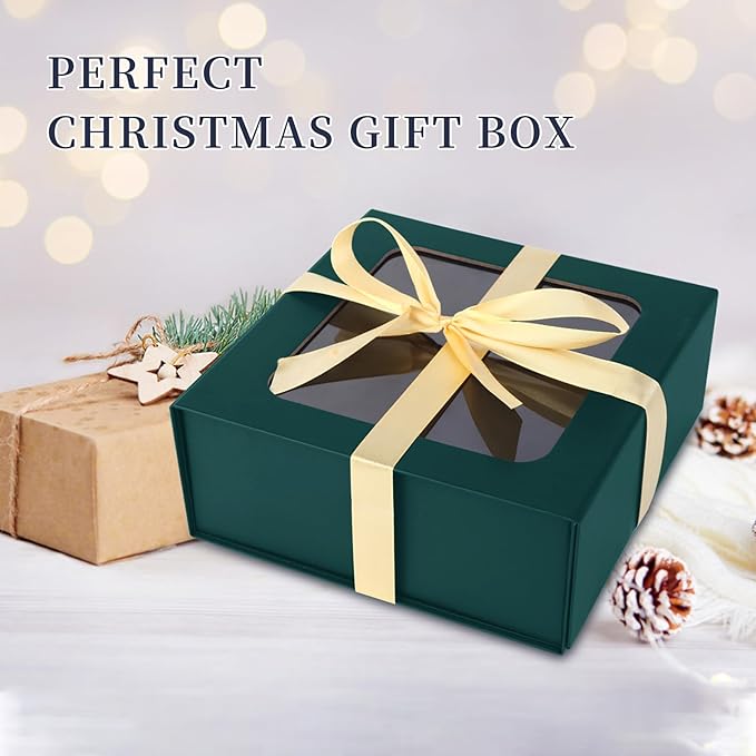 TIACABO Green Gift Box with Window, 7.5"x7.5"x3.1" Bridesmaid Boxe - Image 4