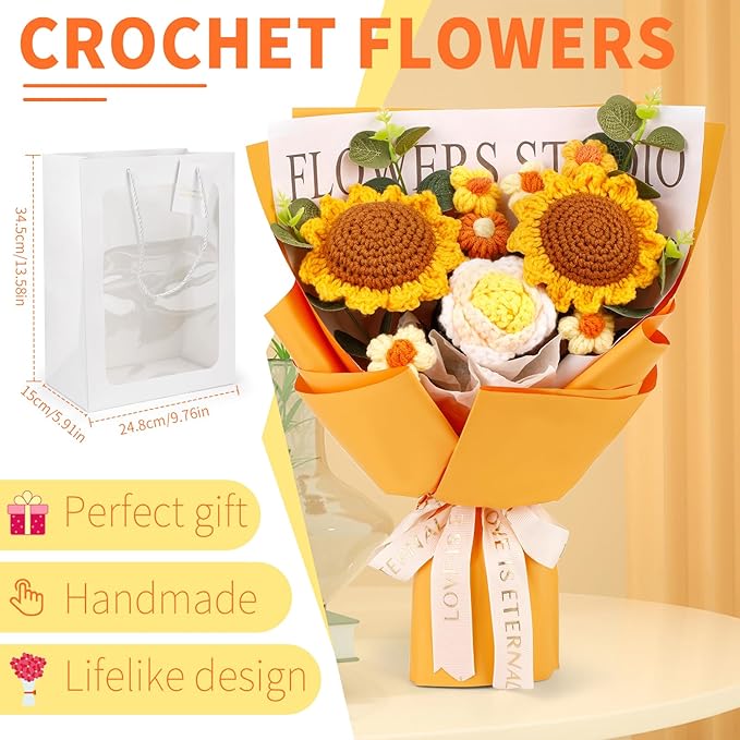 Crochet Flower Bouquet Crochet Flowers, Crochet Flower Bouquet Sunflower - Image 2
