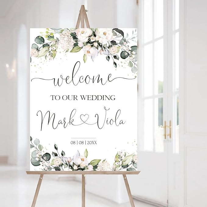 Personalized Wedding Welcome Sign, Flowers Wedding Welcome Sign, Wedding - Image 4