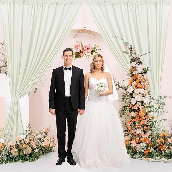 40 ft x 10 ft Wrinkle Free Ivory Backdrop Curtain - Image 8