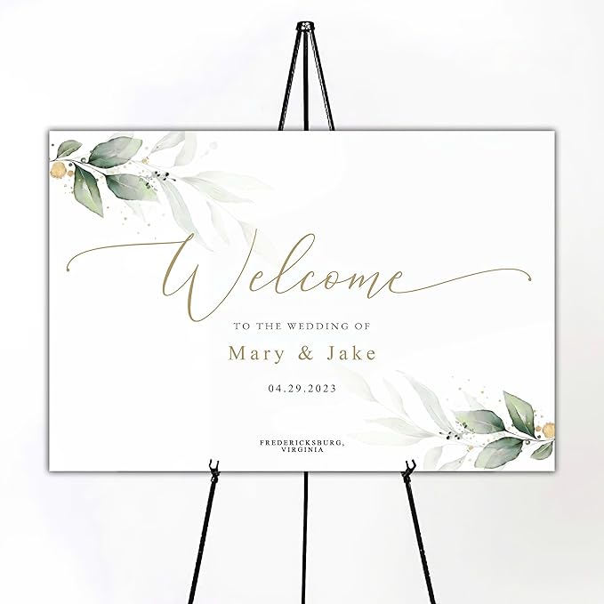 Boho Wedding Welcome Sign, Eucalyptus Wedding Sign by Custom