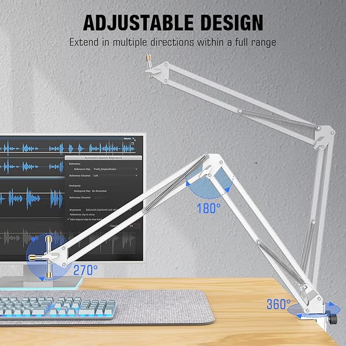 FIFINE Microphone Boom Arm, Suspension Mic Arm Stand - Image 4