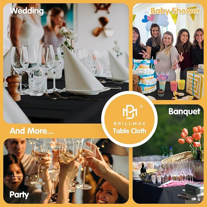 BRILLMAX 6 Pack Black Tablecloths - Image 9
