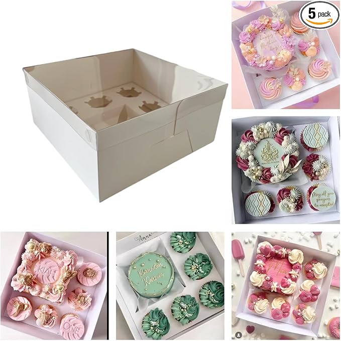 Bento Cake and Cupcake Box 10 sets 6-inch Cake and 5 Cupcakes Box Cake Box by Unknown