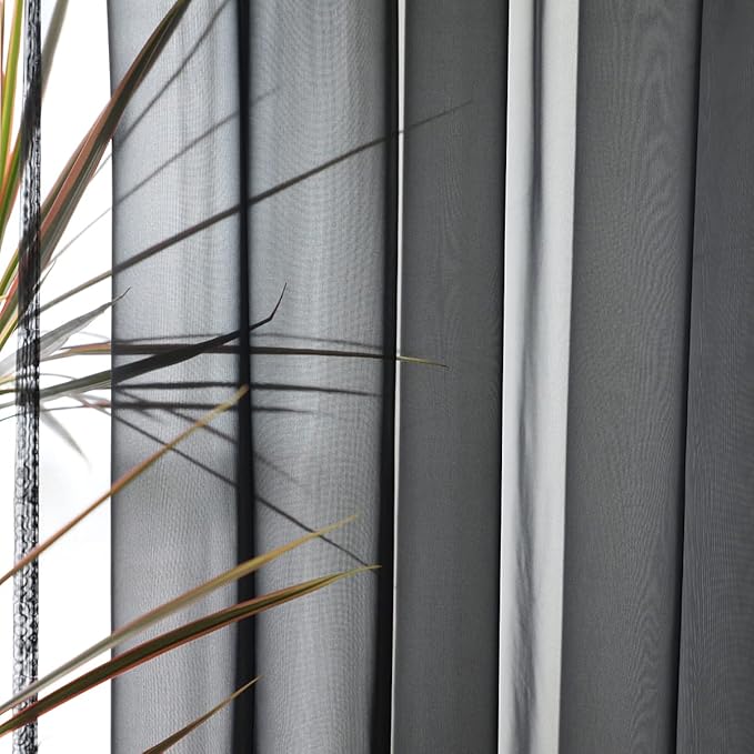 Window Black Sheer Curtains 48 Inches Width 45 Inches Long 2 Panels Sheer - Image 3