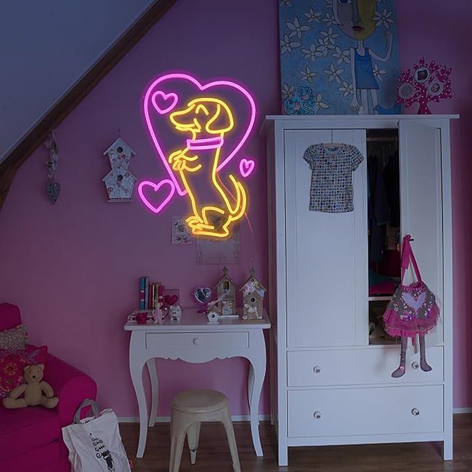 Love Dog Neon Sign USB Powered Pink Love Neon Light - Image 6