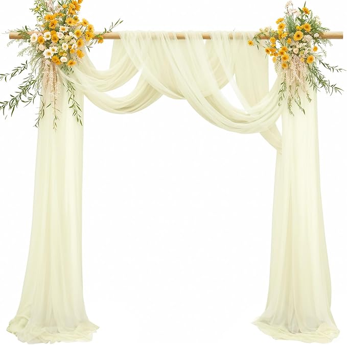 1 Panels Wedding Arch Draping Fabric Ivory Sheer Backdrop Curtain Arch Drape - Image 7