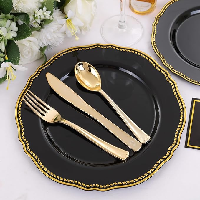 Hioasis 60pcs Black Plastic Plates - Image 9