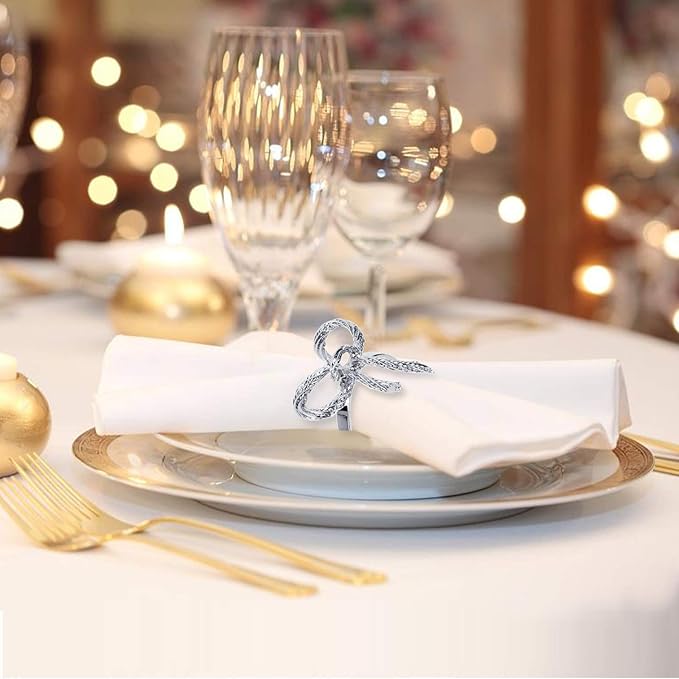 Pack of 12 Napkin Rings Alloy Hollow Out Flower Napkin Holder Dinning Table - Image 4