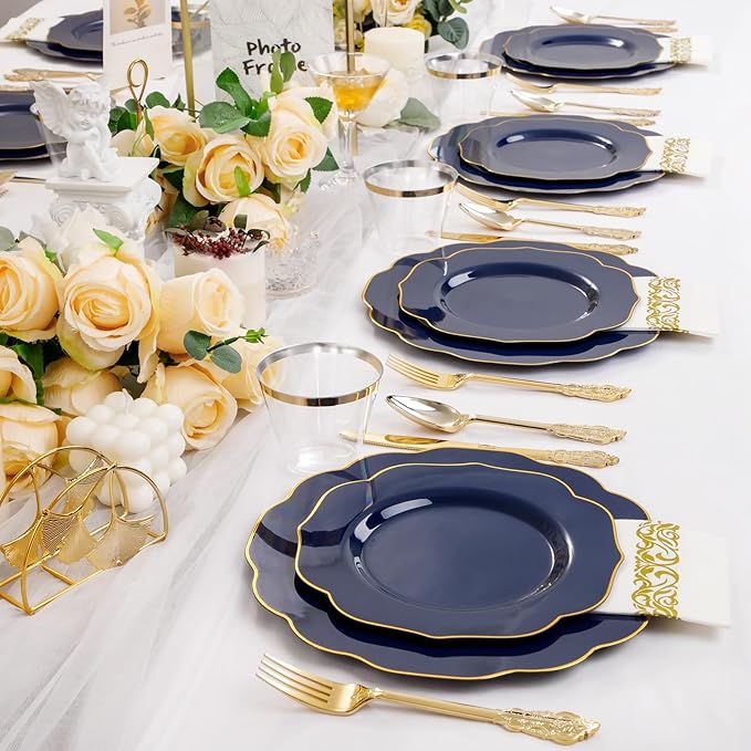 NOCCUR 175PCS Blue Plastic Plates - Image 7