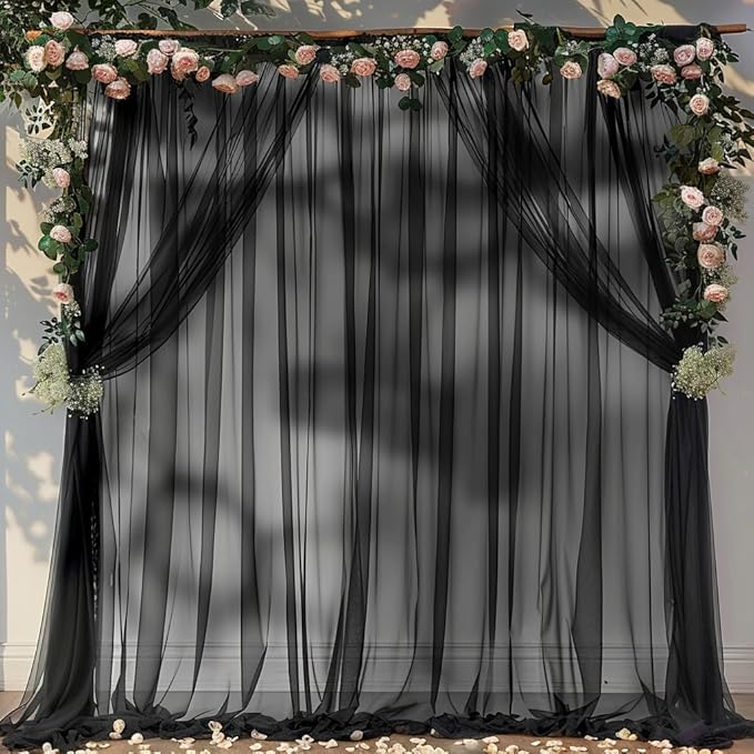 10ft X 10ft Black Sheer Backdrop Curtain - Image 2