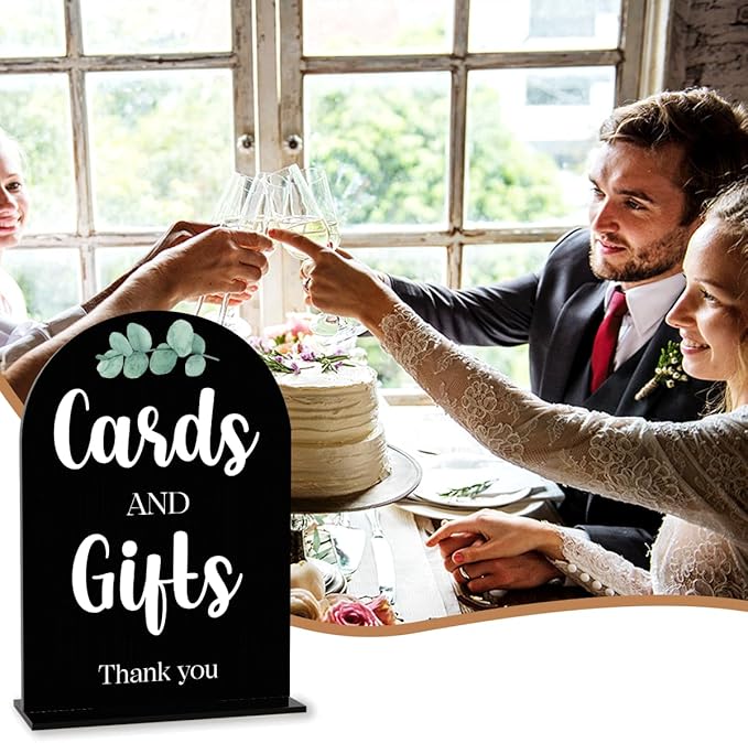 Black Cards and Gifts Sign for Wedding, Wedding Engagement Bridal Shower Baby - Image 6