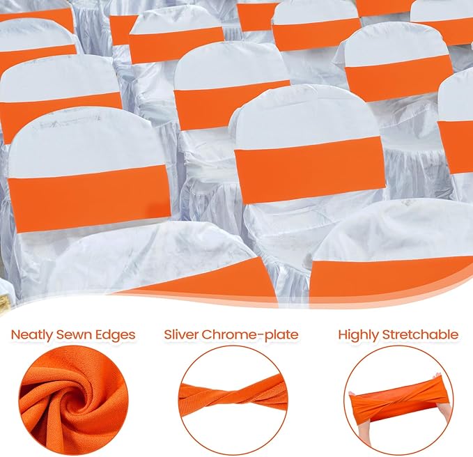 Kinlop 50 Pcs Spandex Chair Sashes Bows Chair Bands Slider Sashes - Image 3