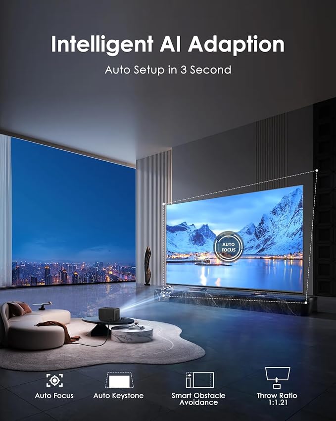 Smart 4K Projector for Bedroom, Indoor Outdoor Home Theater Projectors - Image 7