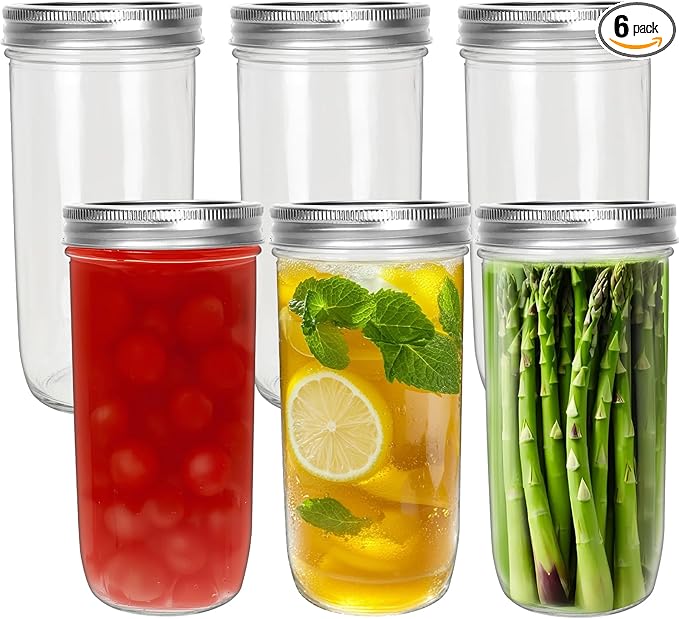 CycleMore 24oz 6 Pack Mason Glass Jars by CycleMore