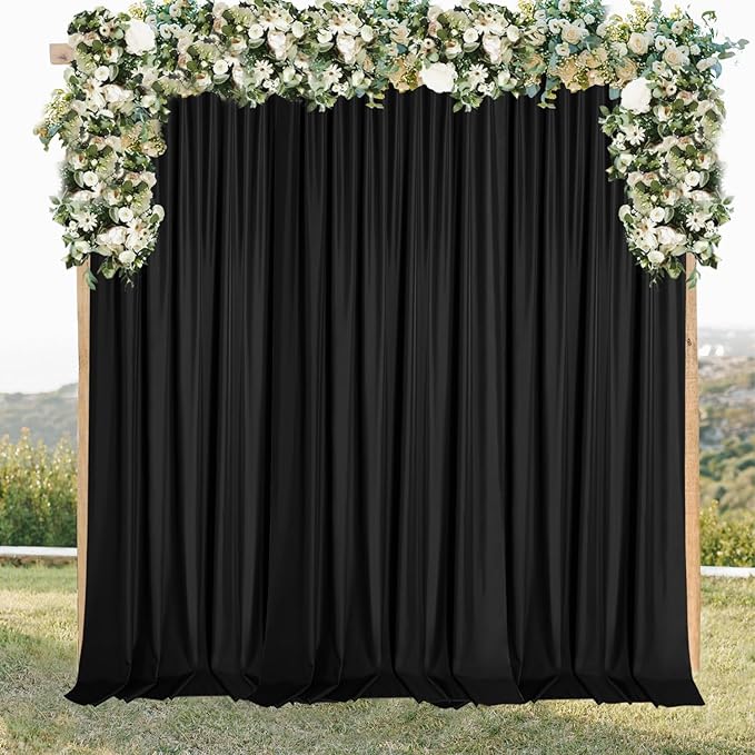 Sugargirl 10x10FT Black Backdrop Curtains Polyester Photo Backdrop Drapes - Image 2