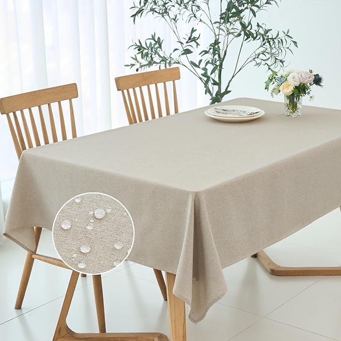 maxmill Linen Textured Rectangular Tablecloth Water Resistant Wrinkle Free - Image 2