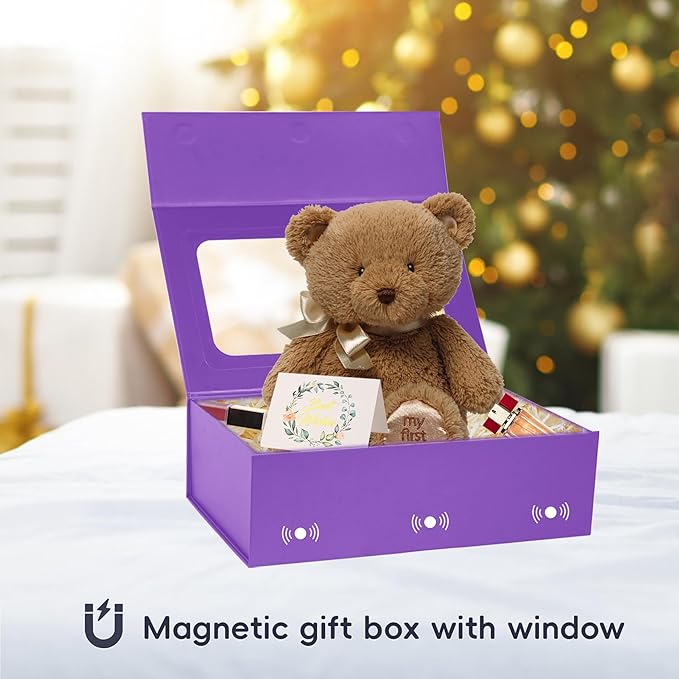 Purple Large Gift Boxes with Window, 13.5"x9"x4.3" Bridesmaid Boxe - Image 6