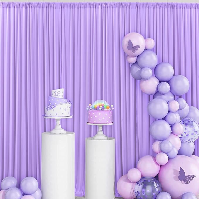 40 ft x 10 ft Wrinkle Free Lavender Backdrop Curtain - Image 2