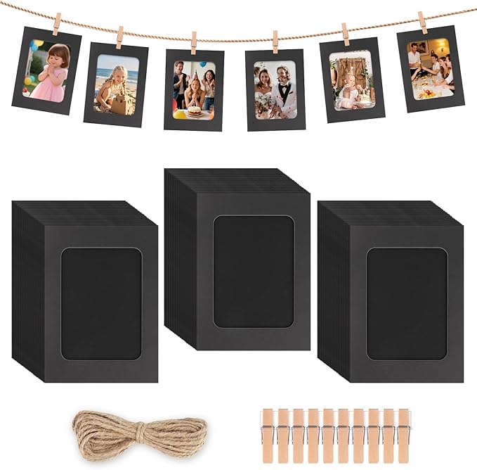 100 Pack Paper Picture Frames, 4x6 Inch Photo Strip Frame Hanging Photo Display by Neworkg