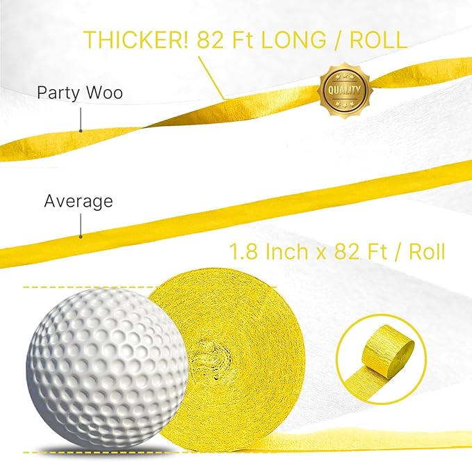 PartyWoo Crepe Paper Streamers 4 Rolls 328ft, Pack of Yellow Crepe Paper - Image 3