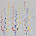 36 Pcs Red Blue Yellow Hanging Swirl Decorations Colorful Felt Swirl Streamer by pinkblume