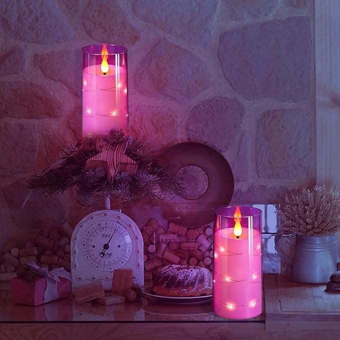 NURADA Flickering Flameless Candles: Built-in Star String Lights 3D Wick - Image 6
