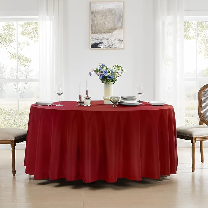 Round Tablecloth 120 Inch Tablecloth 6 Pack Red Table Cloths Washable - Image 2