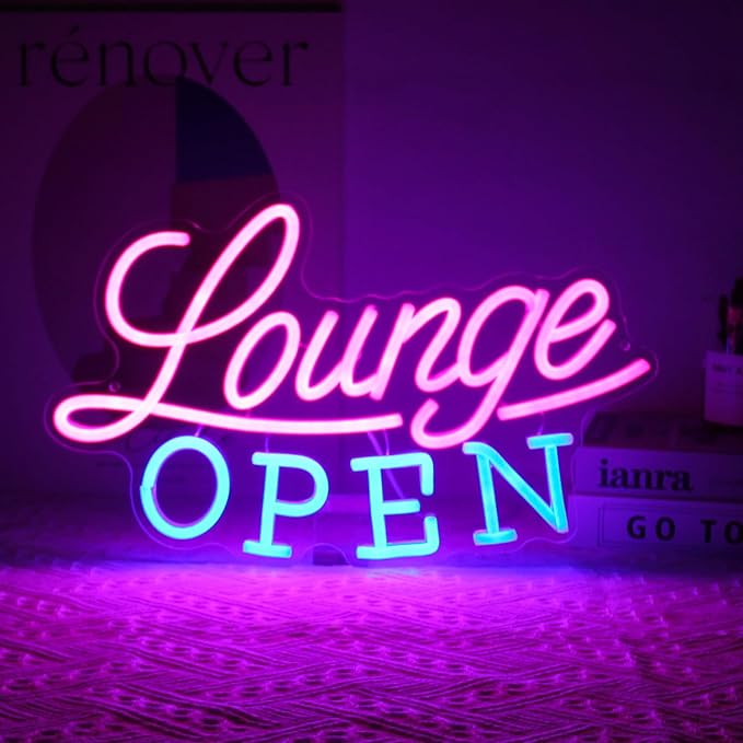 Lounge Open Neon Sign VIP Lounge Neon Light Pink Blue Letter LED Sign Dimmable - Image 7