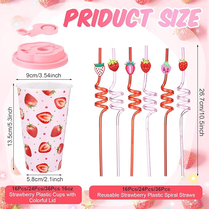 Yungyan 16 Sets Strawberry Party Favors Goodie Cups - Image 2