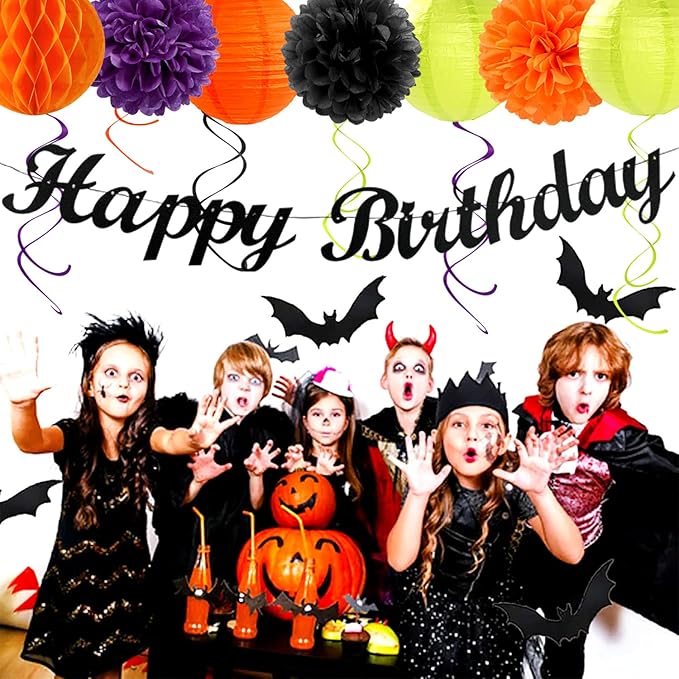 Black-Green Orange-Purple Halloween Birthday Party-Decorations - Image 7