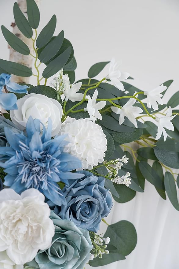Light Blue Artificial Wedding Arch Flowers Kit - Image 6