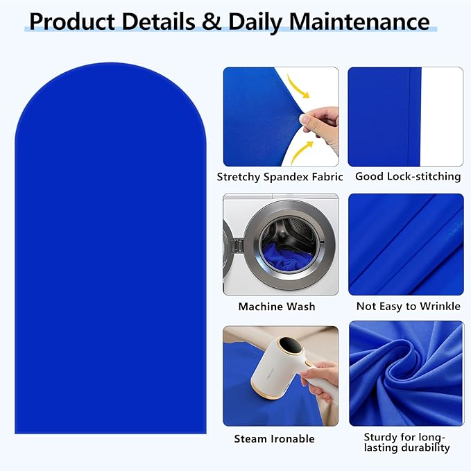 HEMMOTOP Blue Arch Cover 7.2 ft, Spandex Wedding Balloon Stretchy Arch Backdrop - Image 4
