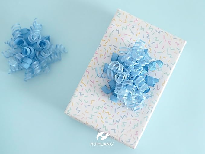 HUIHUANG Blue Bows for Gift Wrapping Baby Blue Gift Bows 5 inch x 8 Counts - Image 7