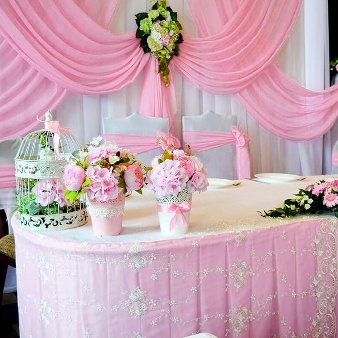 10 x 7 Feet Pink Backdrop Curtain - Image 3