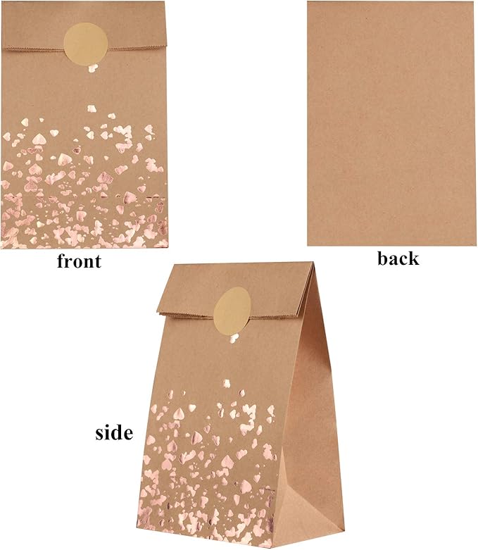 Cooraby 30 Pieces Kraft Paper Bronzing Rose Gold Bags - Image 3