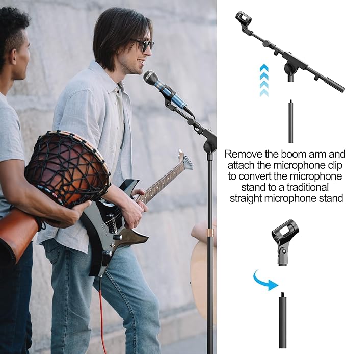 Mic Stand with Boom Arm, Heavy Duty Tripod Microphone Stand Floor Holder Height - Image 6
