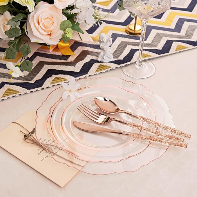 Liacere 150PCS Rose Gold Plastic Plates - Image 9