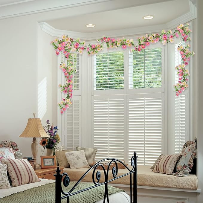 Silk Flower Garland Pink Wildflower Garland - Image 8
