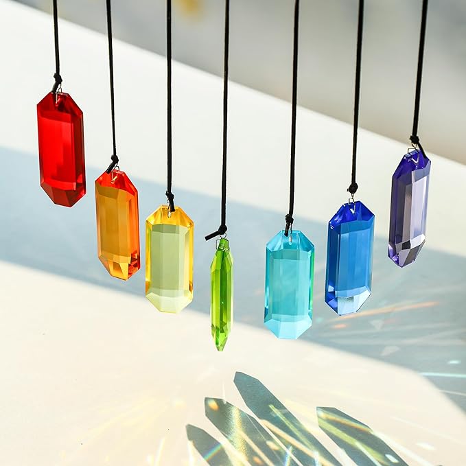 HDCRYSTALGIFTS 7pcs Crystal Suncatcher Prisms 3'' Indoor Window Hanging - Image 2