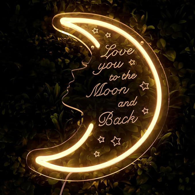 Moon Neon Light Sign for Wall Decor, 5v USB Powered & Dimmable Love You to the - Image 5