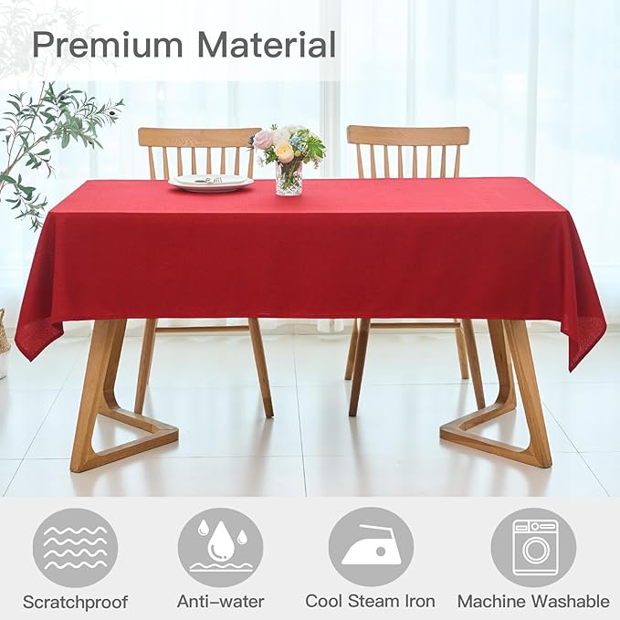 maxmill Linen Textured Rectangular Tablecloth Water Resistant Wrinkle Free - Image 3