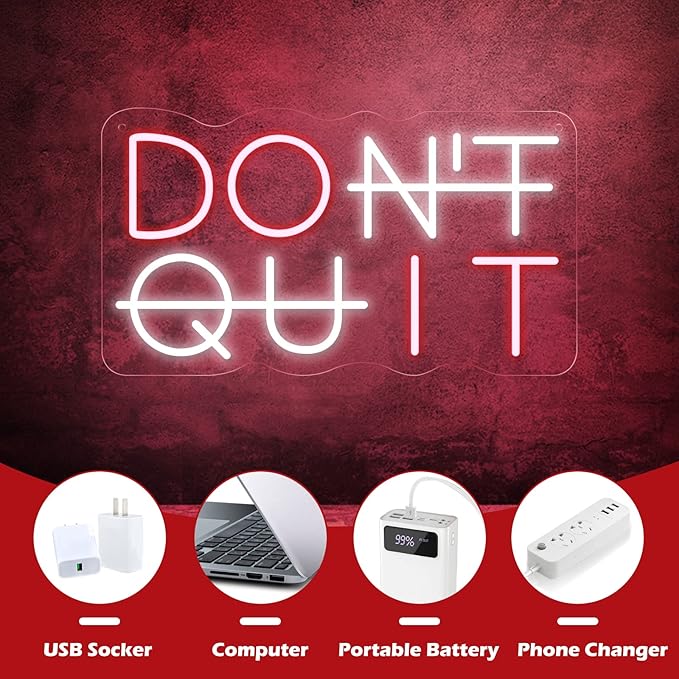 Don't Quit Neon Sign for Wall Decor, DO IT Neon Lights Party Decorations - Image 6