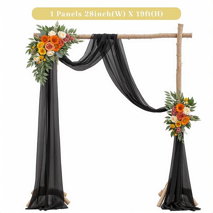 1 Panels Wedding Arch Draping Fabric Black Sheer Backdrop Curtain Arch Drape - Image 6